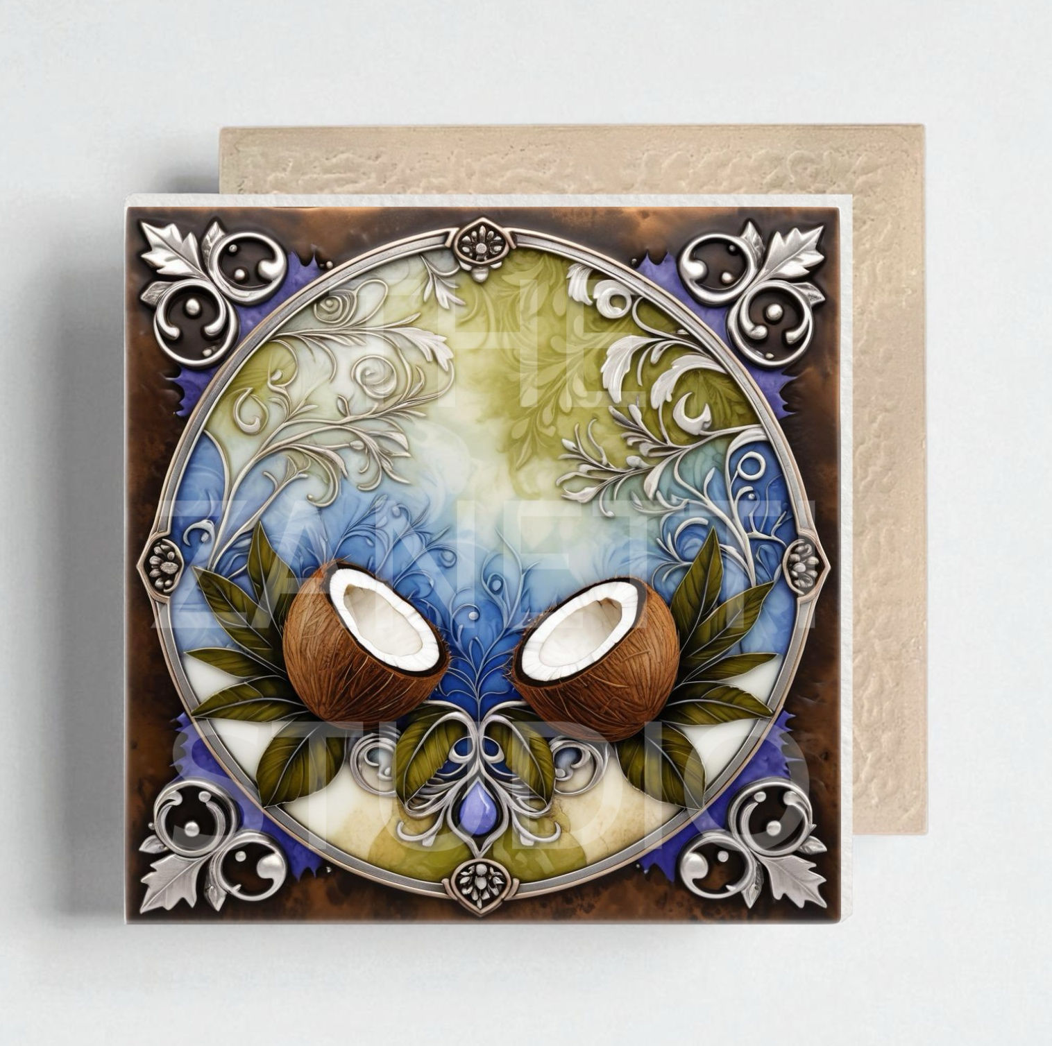 🥥 Coconut Ceramic Decorative Tile 6”x 6”