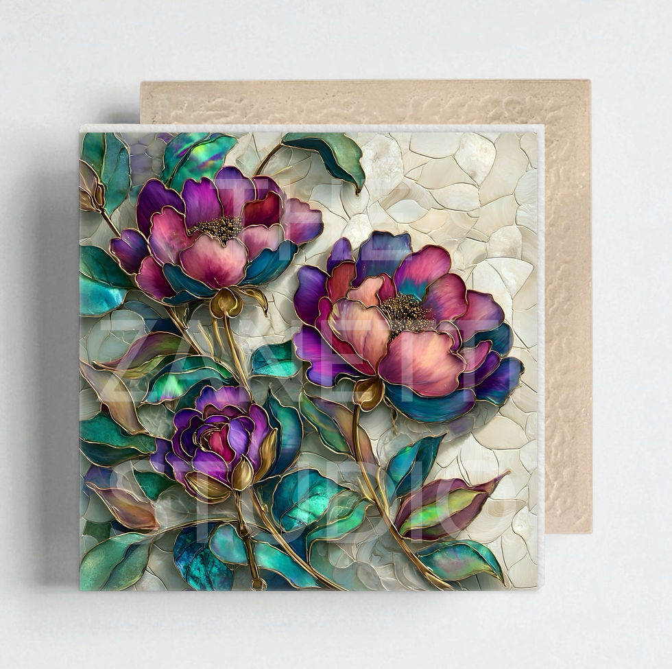 Thumbnail: 💐 Flower Ceramic Decorative Tile 6”x6”