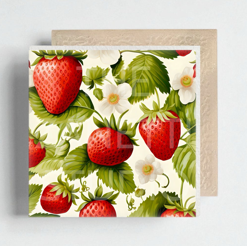 Thumbnail: 🍓 Strawberries Ceramic Decorative Tile 6”x6”