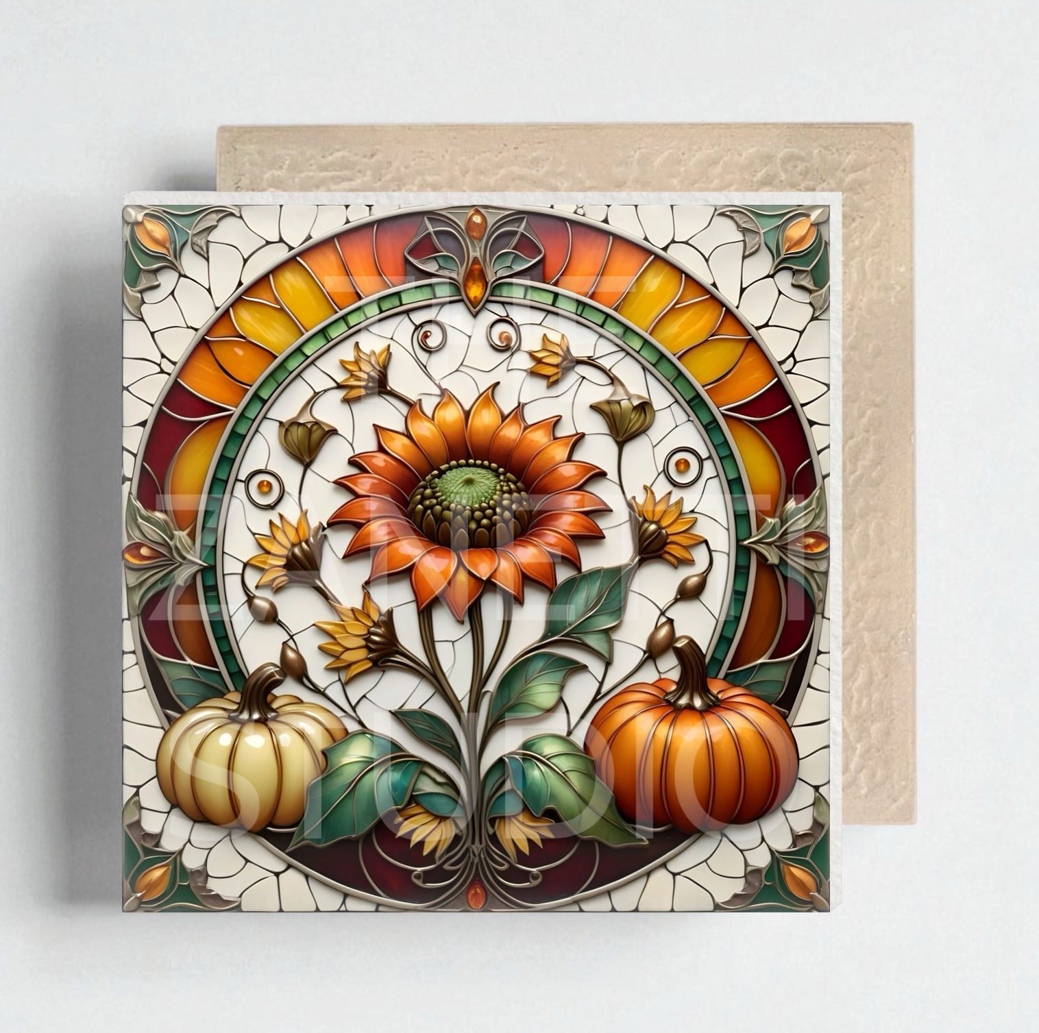 🎃 Pumpkin Ceramic Decorative Tile 6”x 6”