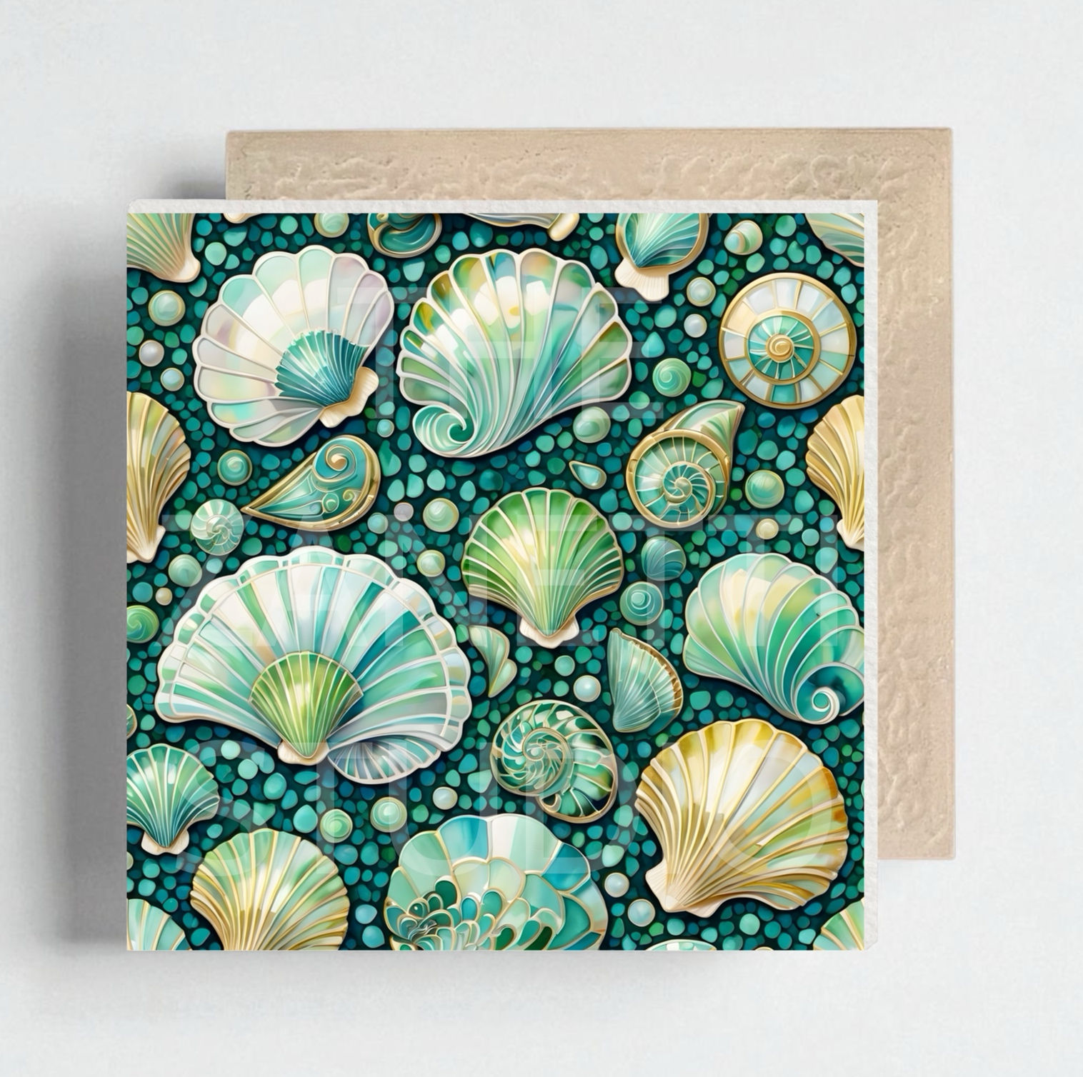🐚 Sea Shells Ceramic Decorative Tile 6”x6”