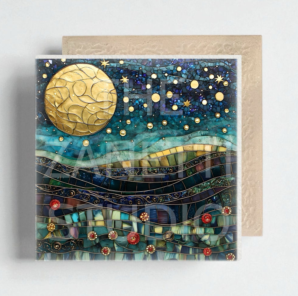 Thumbnail: 🌙   🌞  Sun Moon Ceramic Decorative Tile 6”x6”“