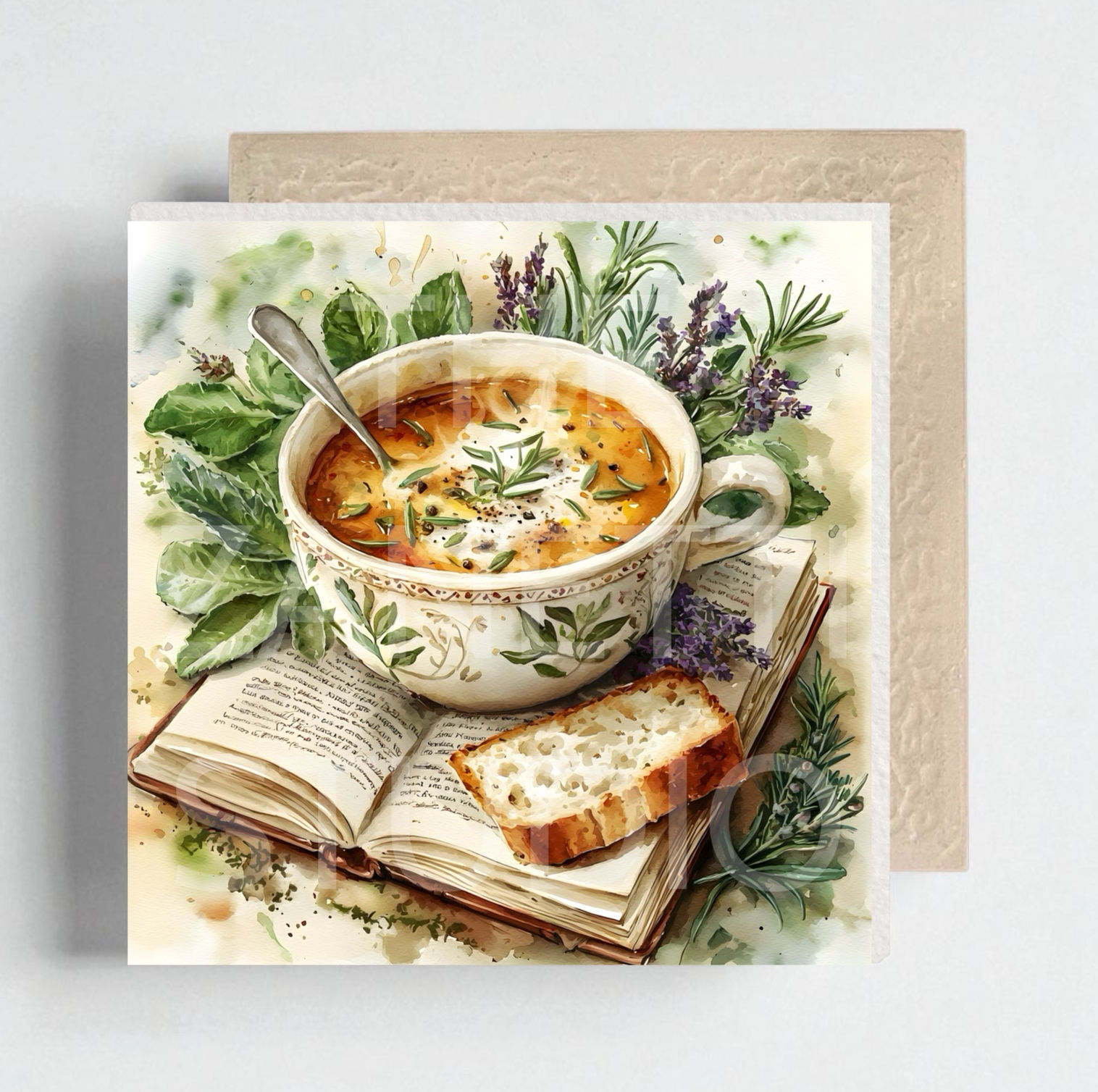 🥣 Soup Ceramic Decorative Tile 6”x6”