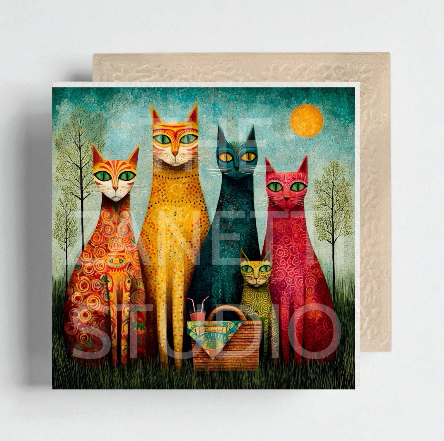 🐈⬛ Cat Ceramic Decorative Tile 6”x6”