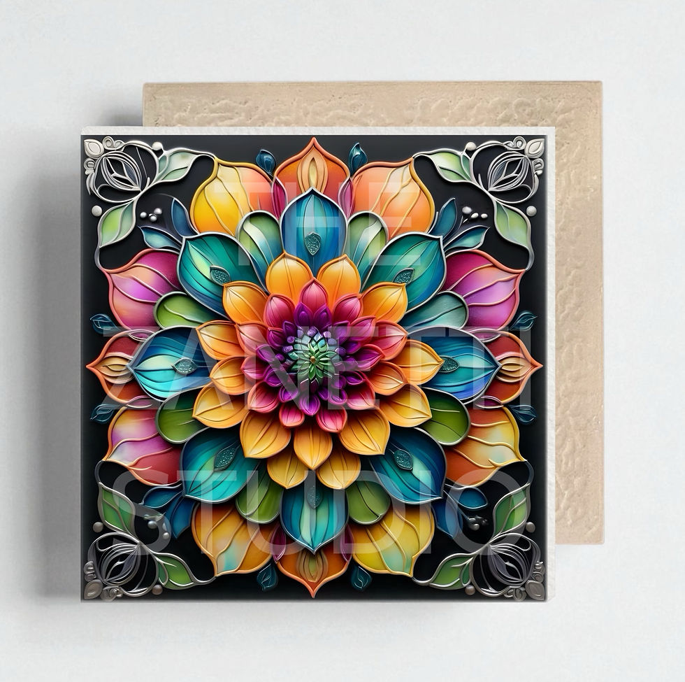 Thumbnail: Geometric Pattern Ceramic Decorative Tile 6”x6”