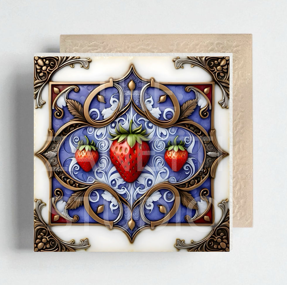 Thumbnail: 🍓 Strawberries Ceramic Decorative Tile 6”x6”