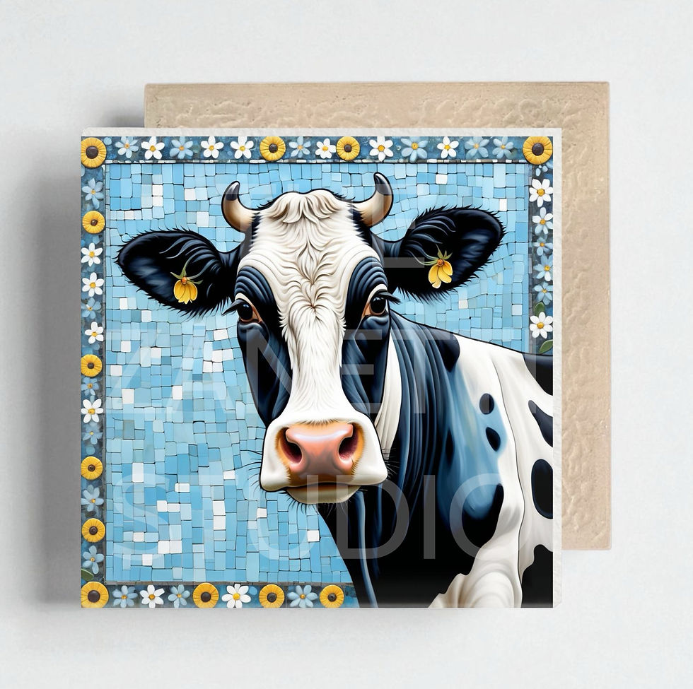 Thumbnail: 🐮 Cow Ceramic Decorative Tile 6”x 6”