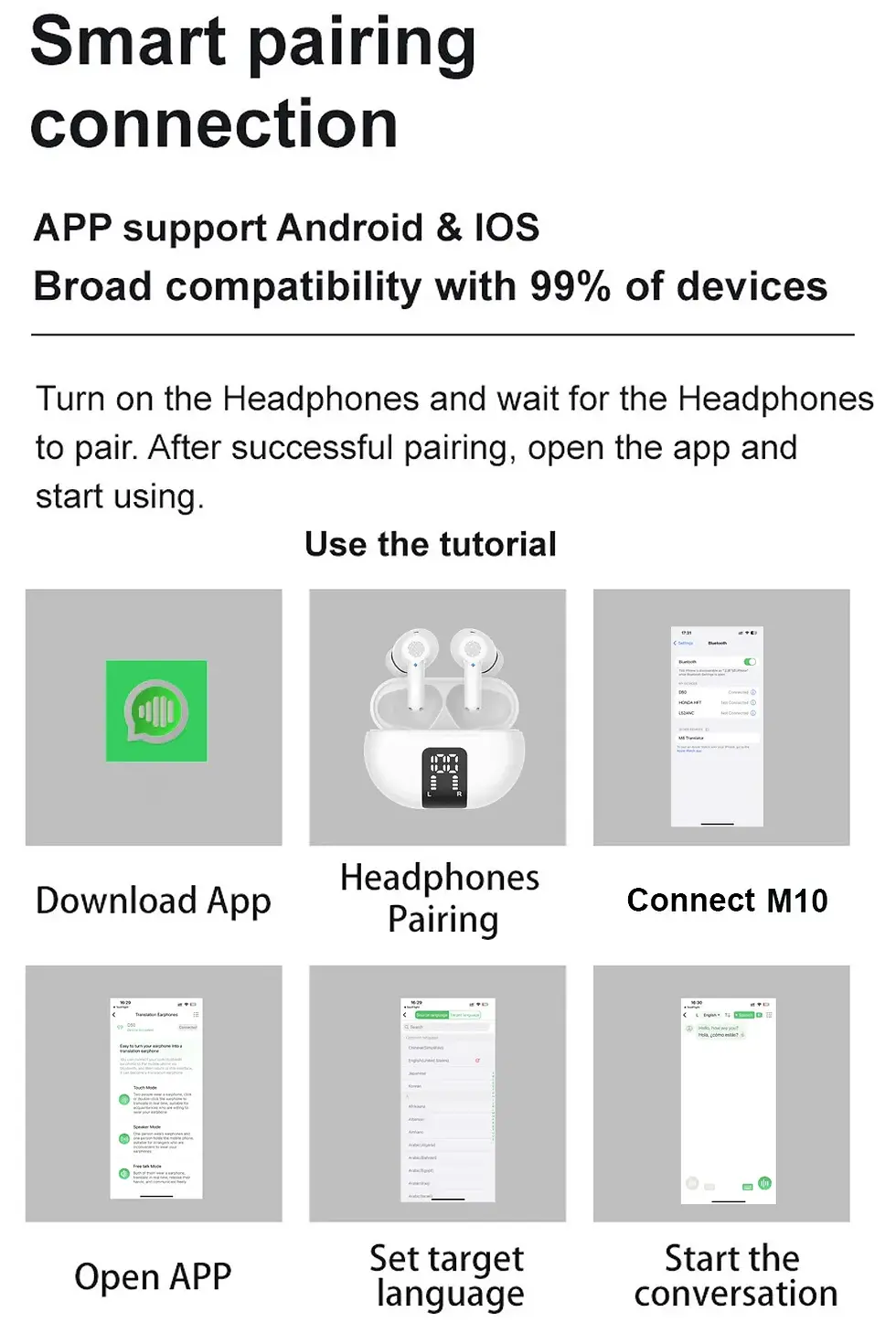Thumbnail: TWS Wireless Bluetooth New M10 Translation Headphones