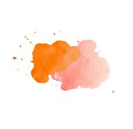 artistic paint splashes of orangey pinky watercolorpaint on a white background.png