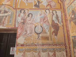 Jezus wast de voeten van de apostelen - detail fresco Oratorio di San Pellegrino