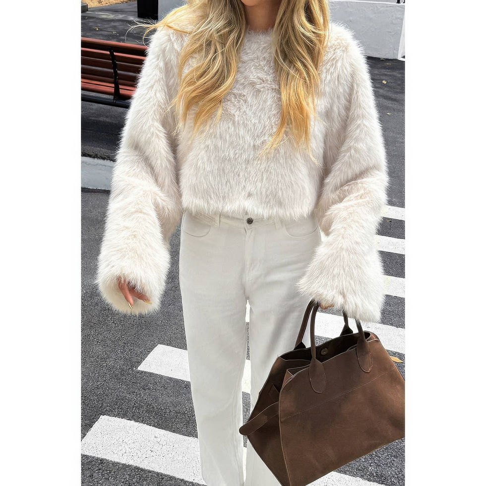 Thumbnail: Solid Faux Fur Back Hide Zipper Pullover Coat