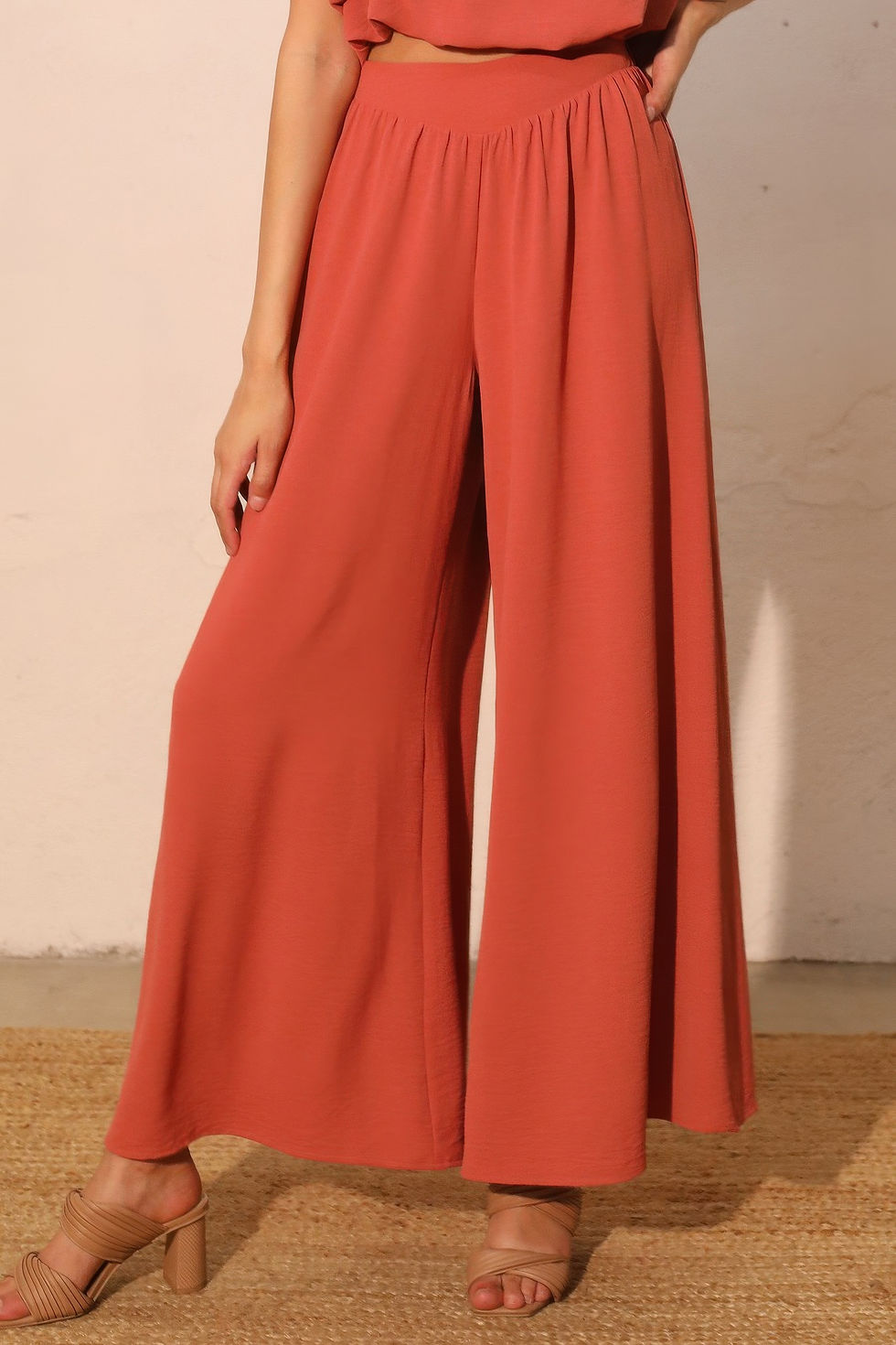 Thumbnail: Matte Crepe Wide Leg Swing Pants