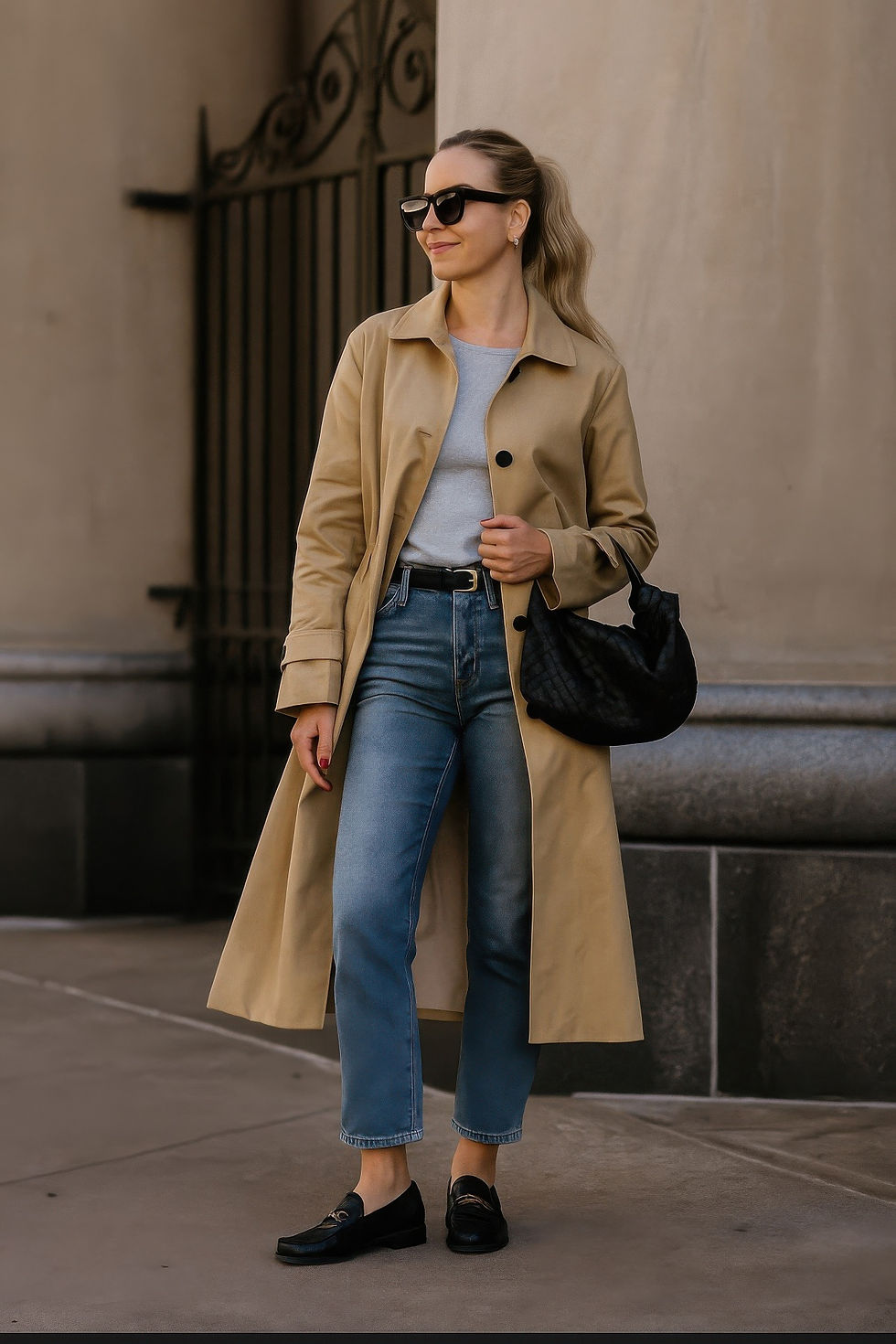 Thumbnail: Solid Long Sleeve Trench Coat Woman Lined