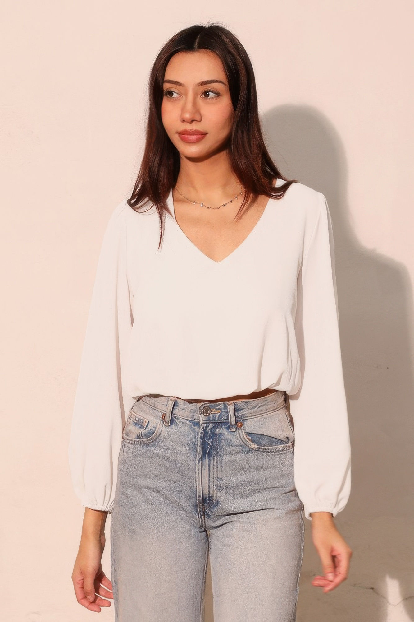 Textured Solid Long Sleeve Crop Top