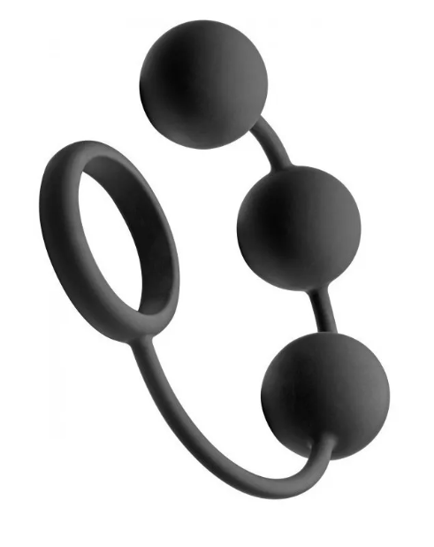 Miniatura: Anillo De Silicon Y Tres Bolas Anal Estimulacion Tom Finland Negro