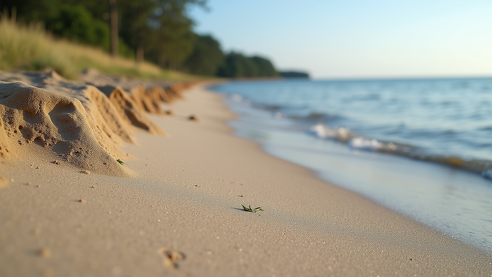 Close-up view of natural erosion control blanket covering a sloped shoreline