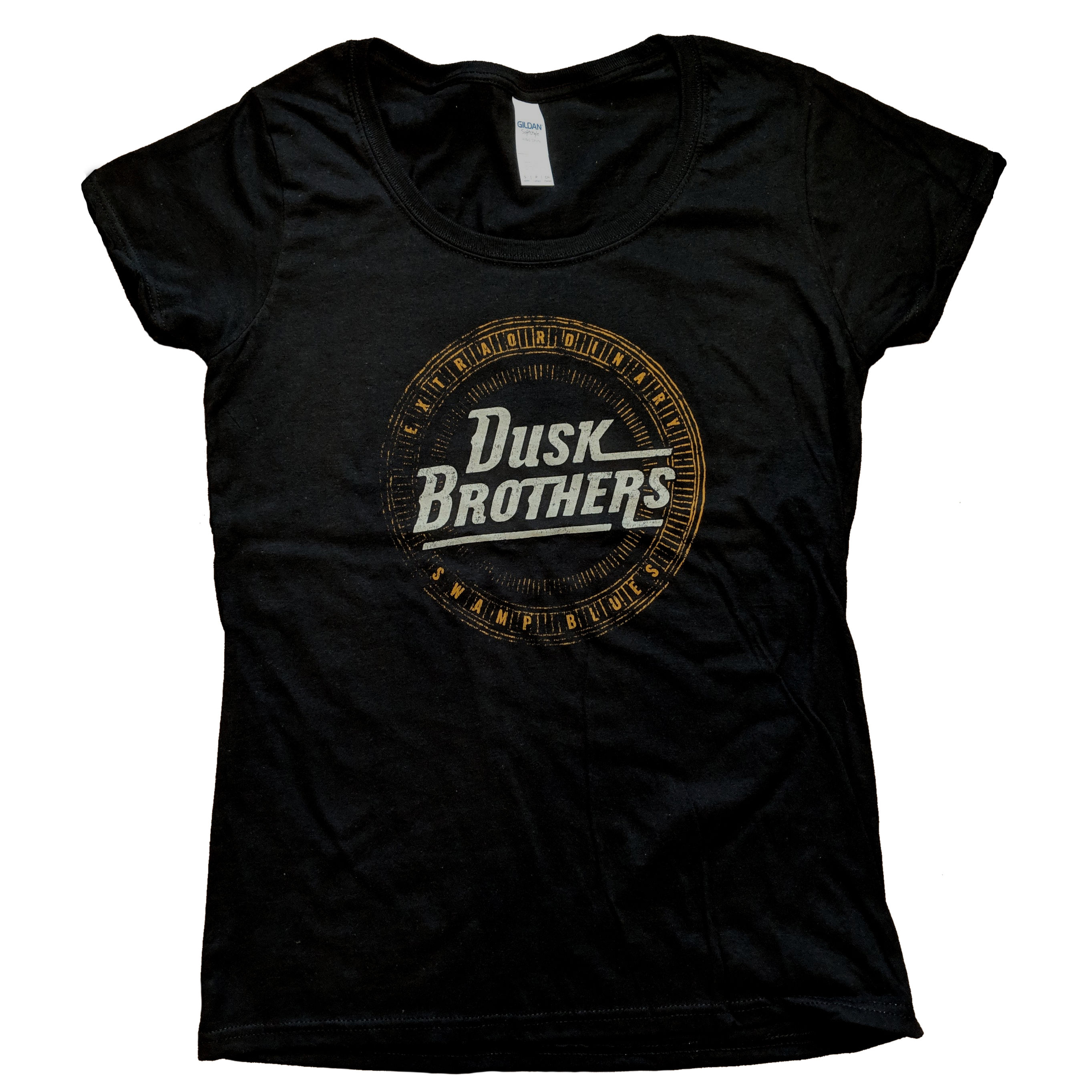 Women's Deep Scoop Black - 'Extraordinary Swamp Blues' Logo T-Shirt
