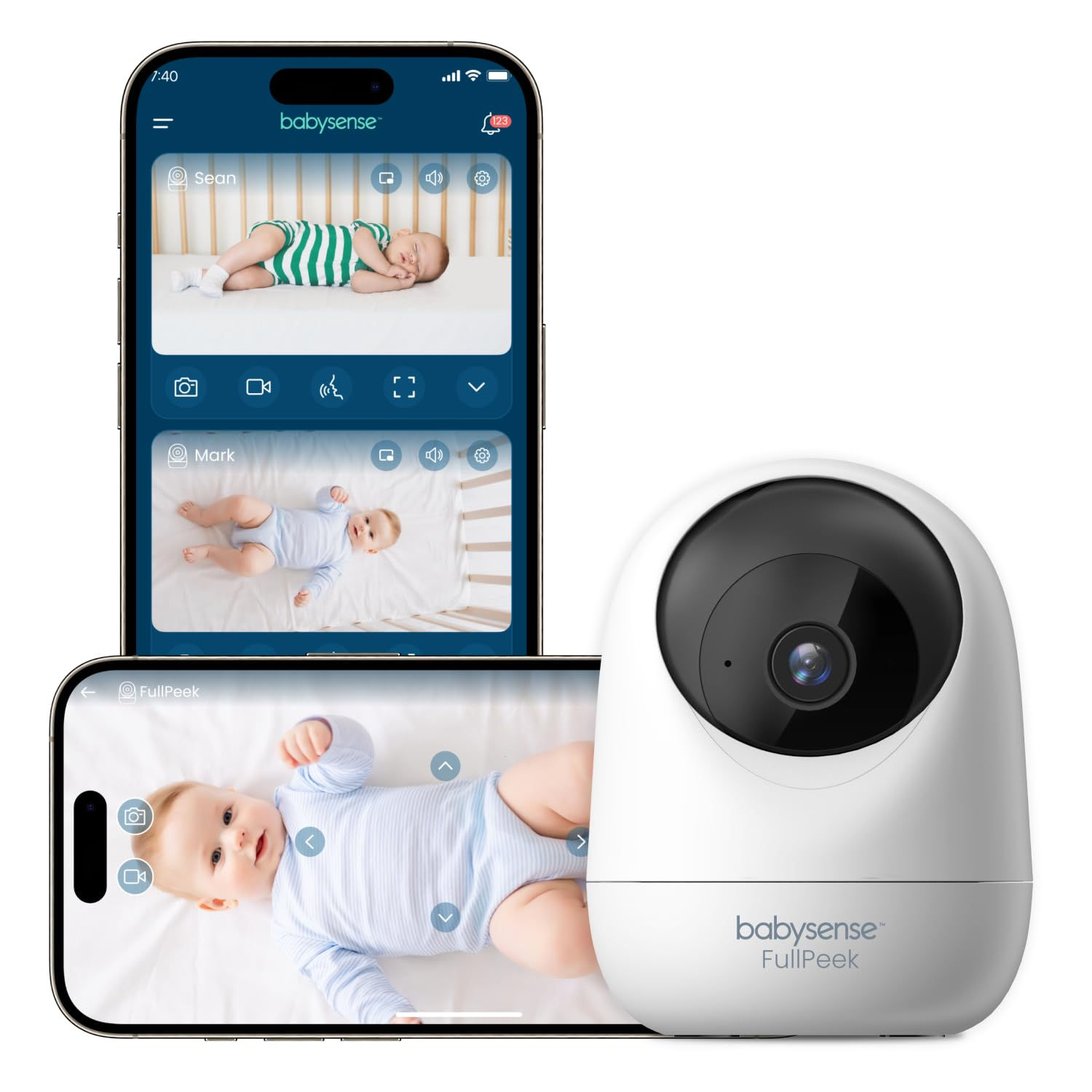Babysense FullPeek 3MP Video Baby Monitor WiFi Security Camera with Auto Trackin