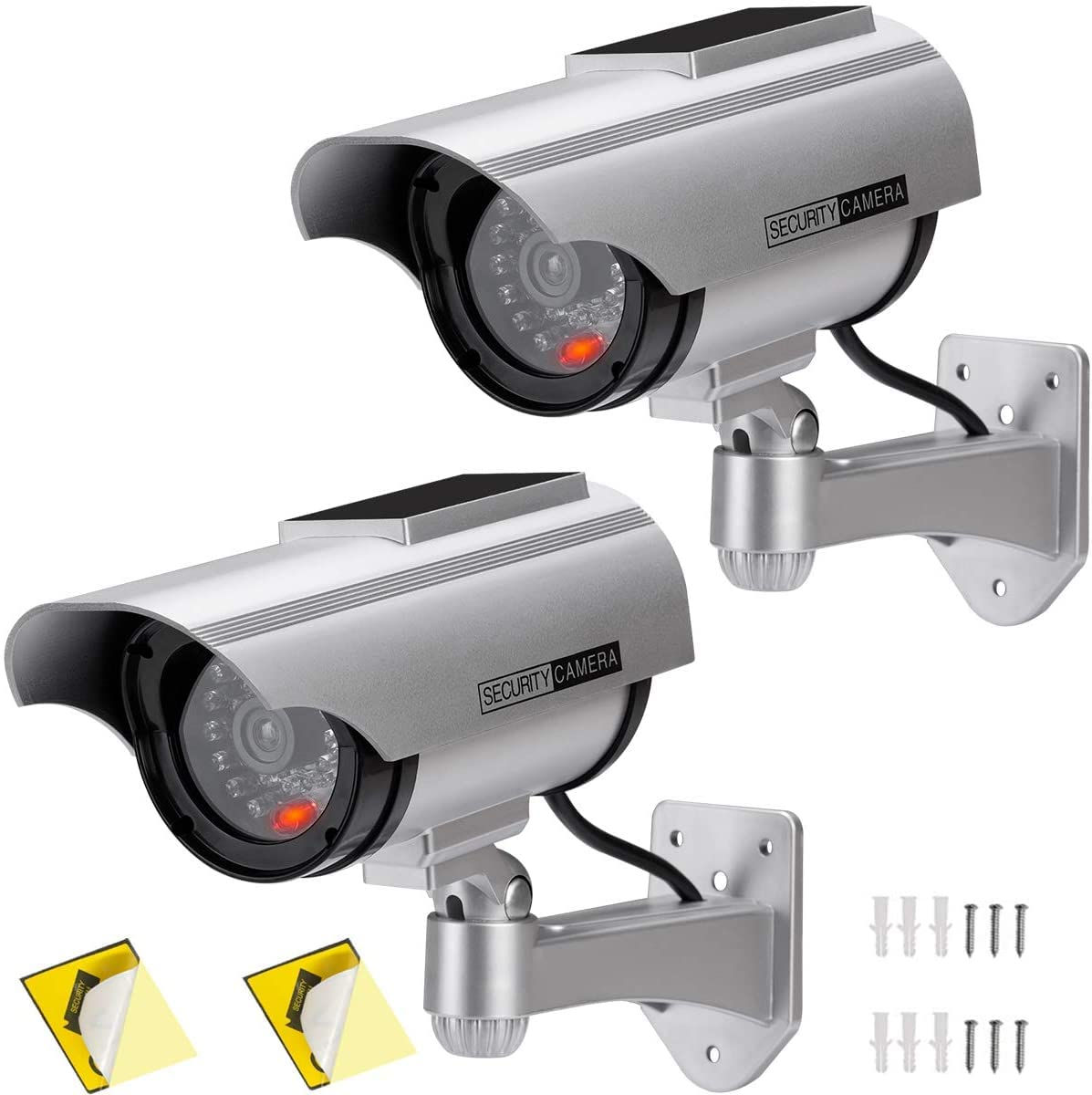PreZiouz Solar Powered Dummy Security Camera Bullet Fake Security Cameras Simula