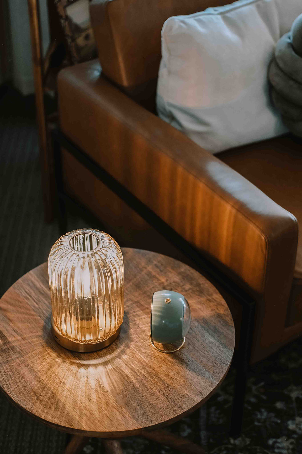 Cozy seating and soft lighting in a calm therapy space in Golden, Colorado