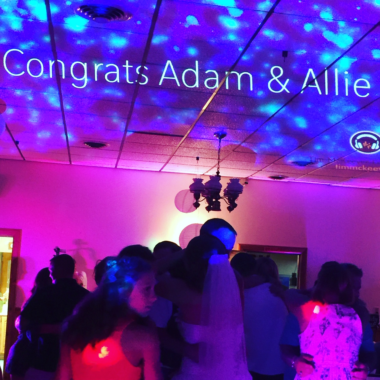 Names projected on ceiling