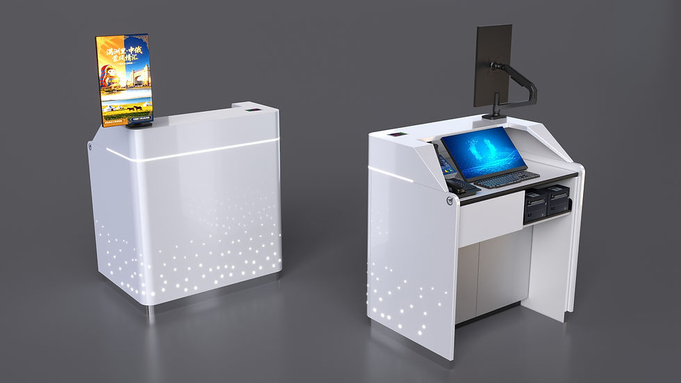 Airport check-in workstation with integrated computer and document scanning equipment