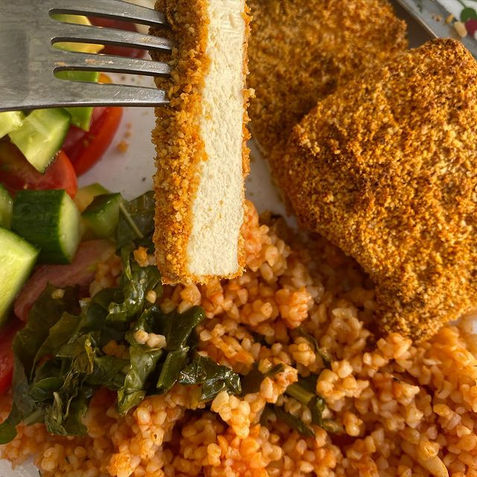 פתיתי בורגול ושניצל טופו