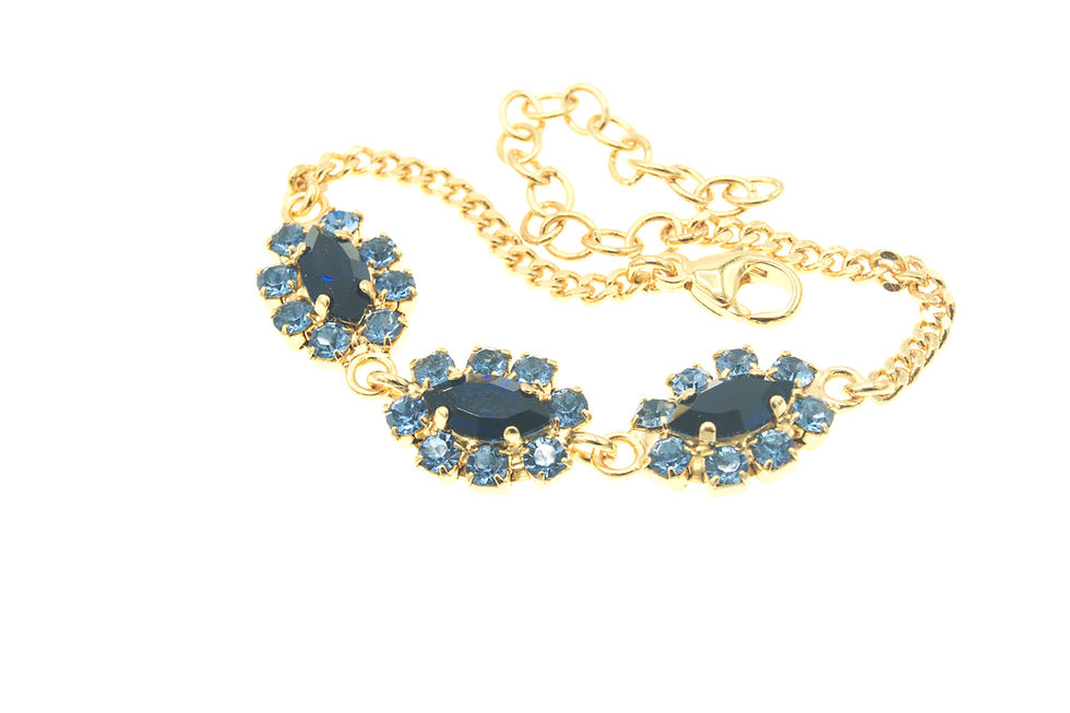 Thumbnail: Marquis trio Dew Drop bracelets blue