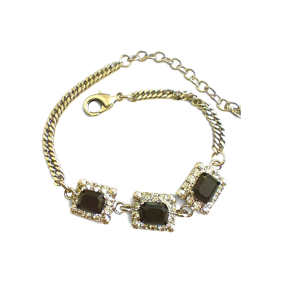 Miniatura: Small Emerald Cut Sequence Dew Drop Bracelet Black and White