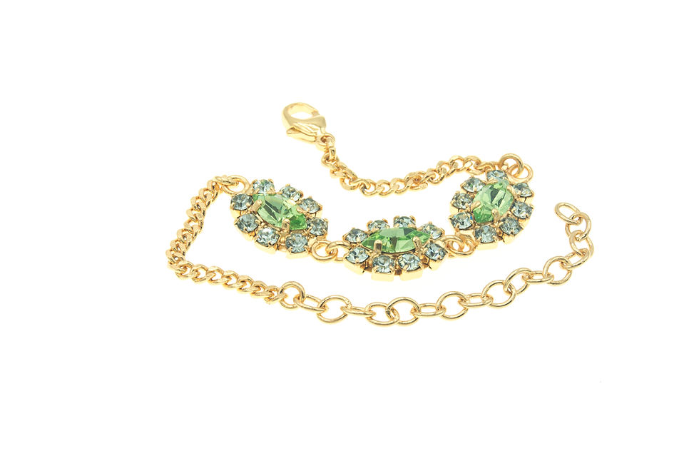 Thumbnail: Marquis trio Dew Drop bracelets. green