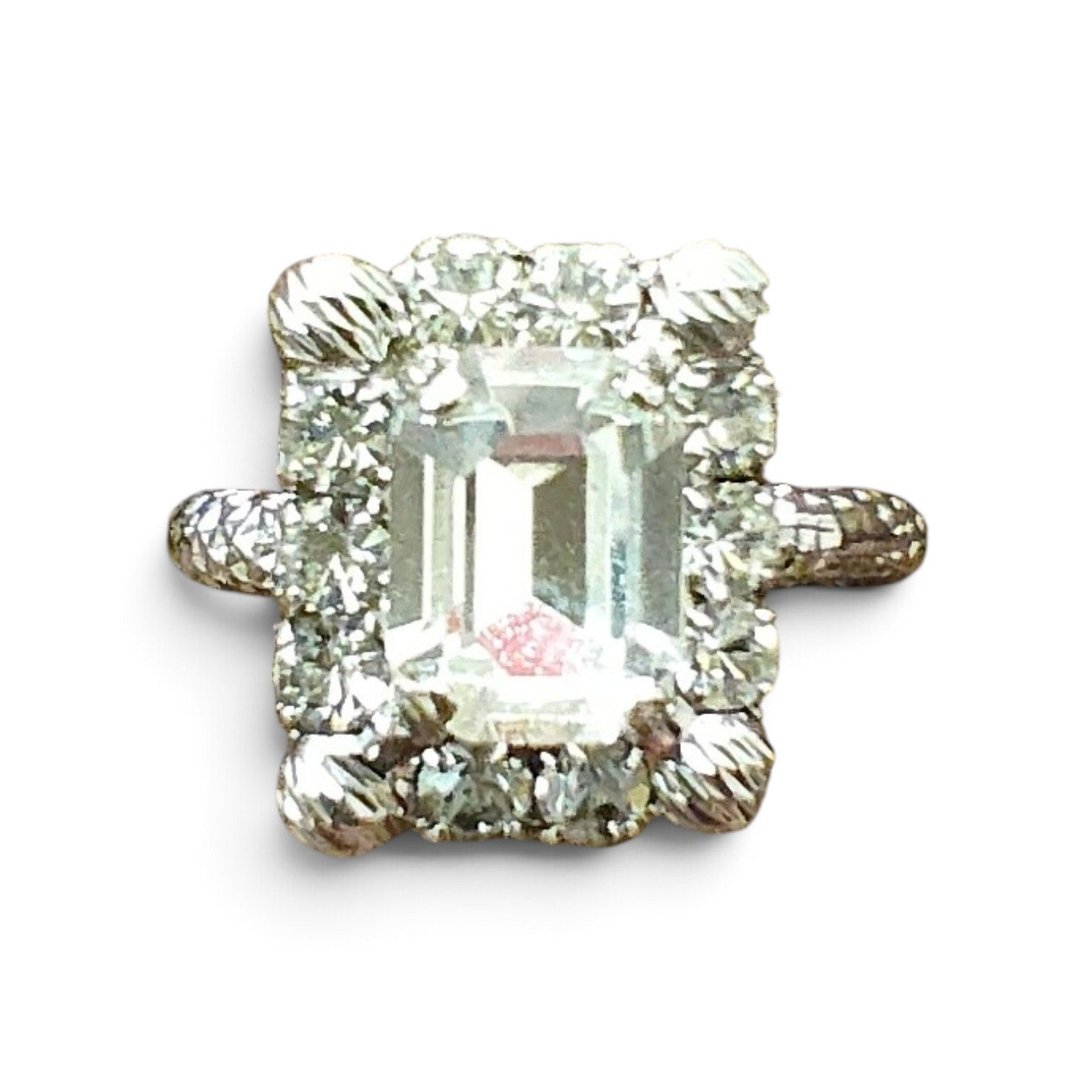 Dew Drop Small Octagonal Ring crystal white gold finish