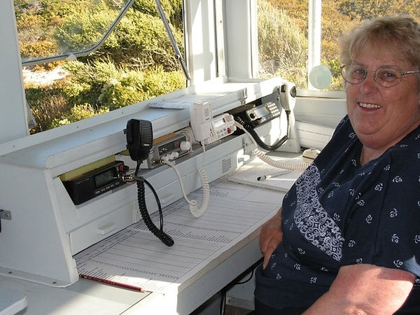 Margie Mason on radio duty at Cape Spencer in Innes National Park for the Adelaide to Port Lincoln yacht race.