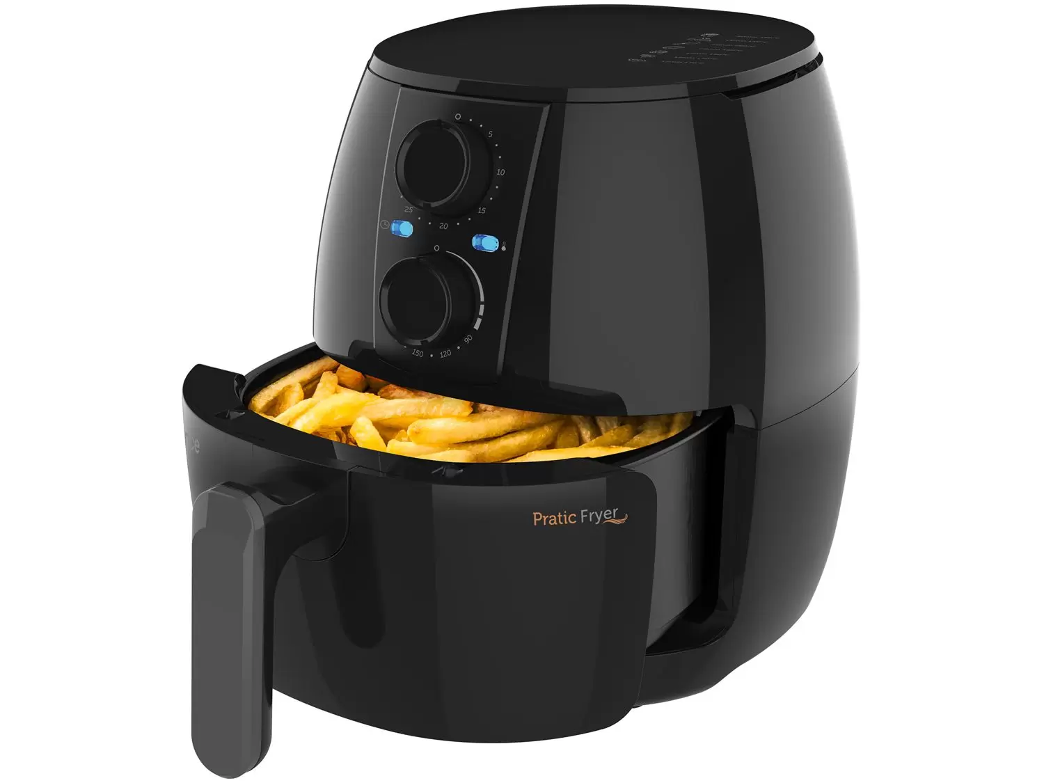 Air Fryer com batata frita preparada sem óleo