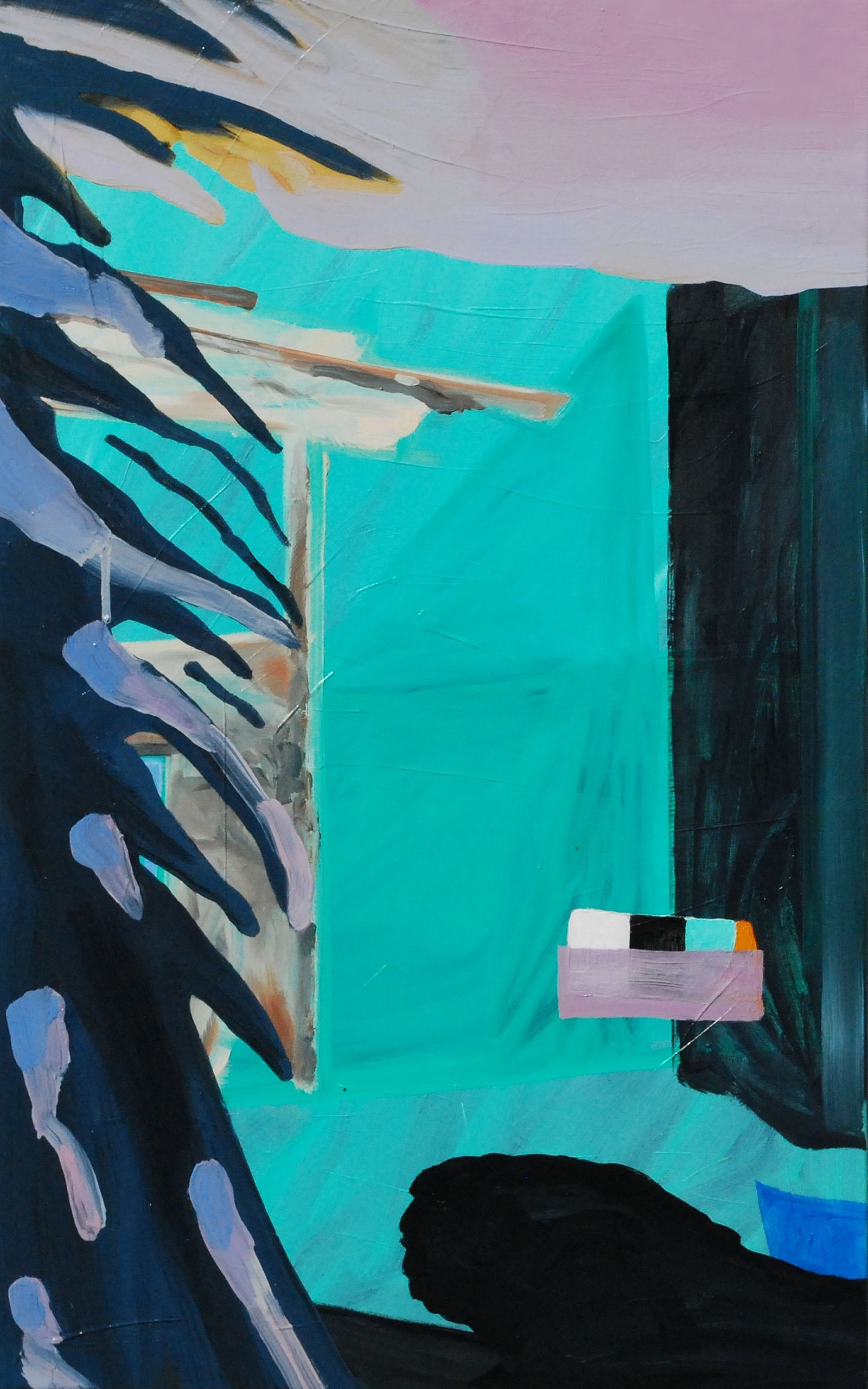 Corner dreams - Surrealistic contemporary painting with bright colors, meditative mood by Elise Berkvens