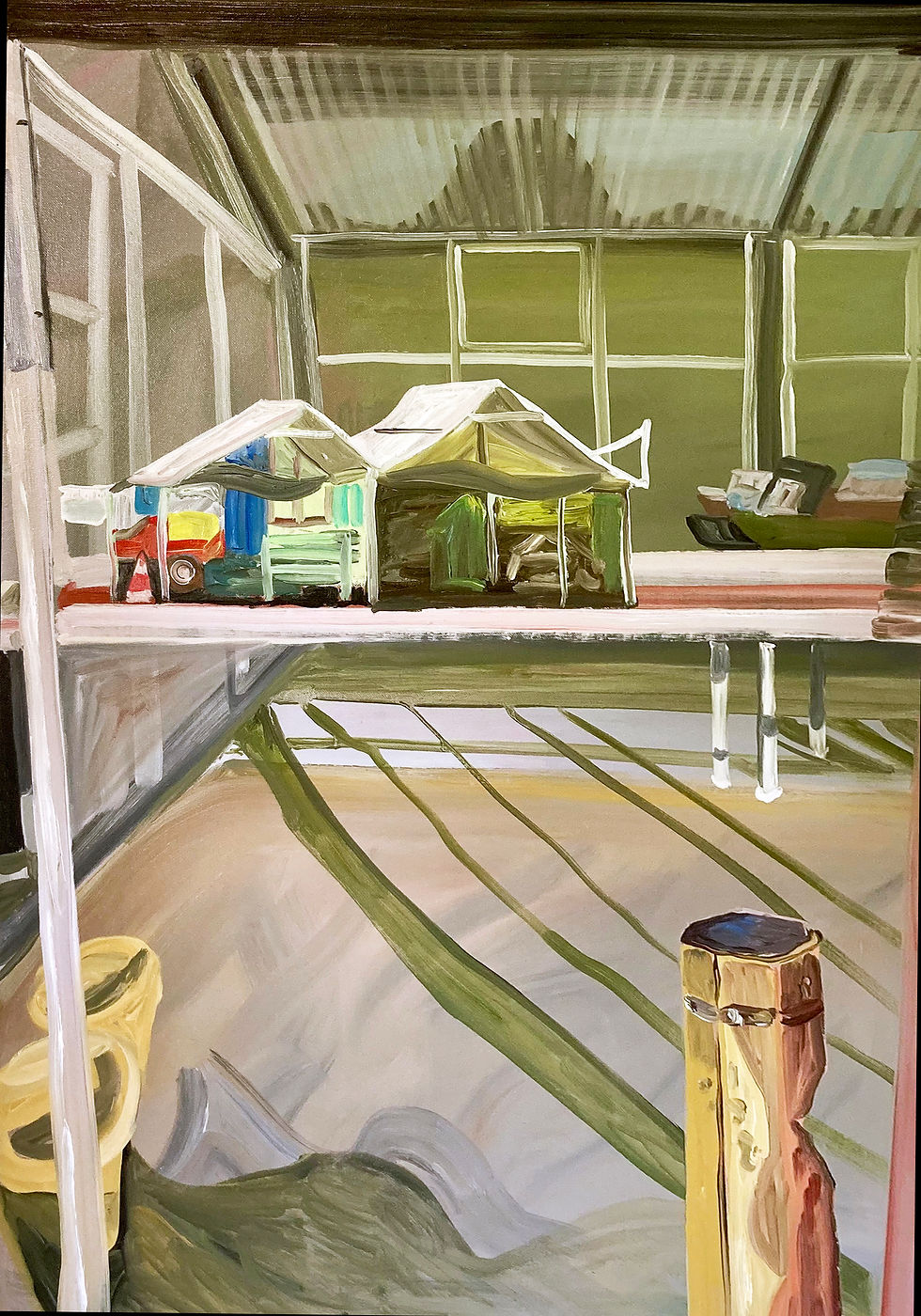 The longing for unity - Abstract landscape-inspired composition in serene atmosphere, original painting by Elise Berkvens