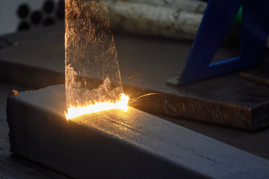 Close up scene rust cleaning process by portable laser cleaning machine. The rust removing