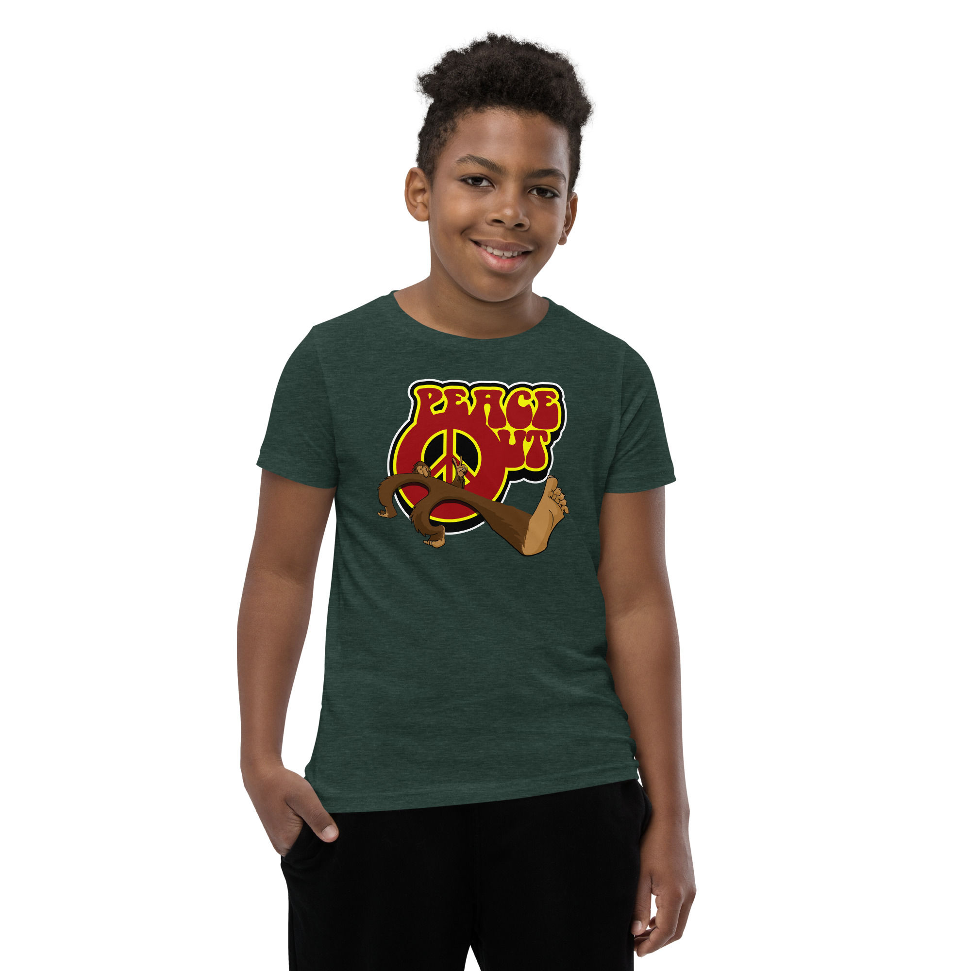 Peace Out Sasquatch Youth Short Sleeve T-Shirt