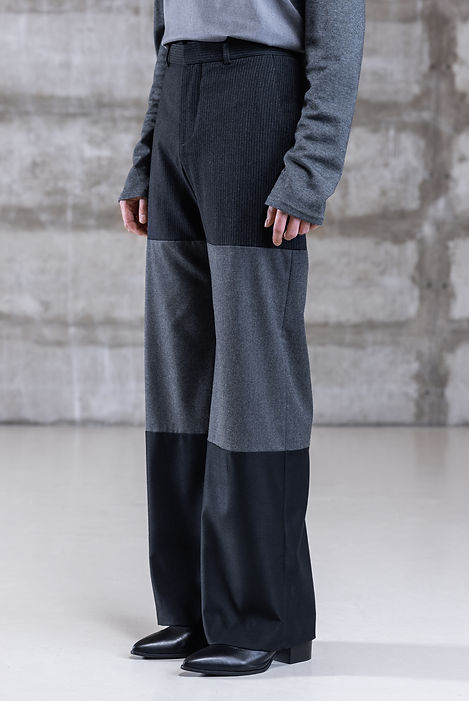 Striped Color-Block Straight-Wide Leg Pants — image 1