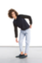 quilted color blocked sweatshirt in dark blue and black - full body view