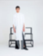 High slits dress shirt tunic in white cotton - front view - ARIEL BASSAN 