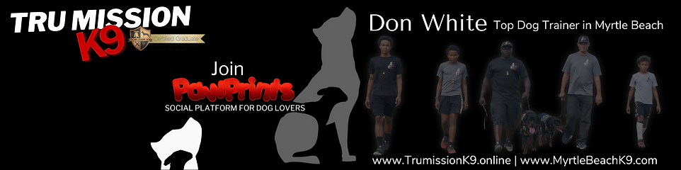 An advertisement with Don White the owner of Tru Mission K9s