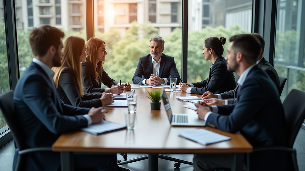 High angle view of a business meeting discussing growth strategies