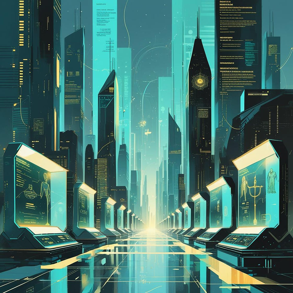AI Digital City in turquoise and green