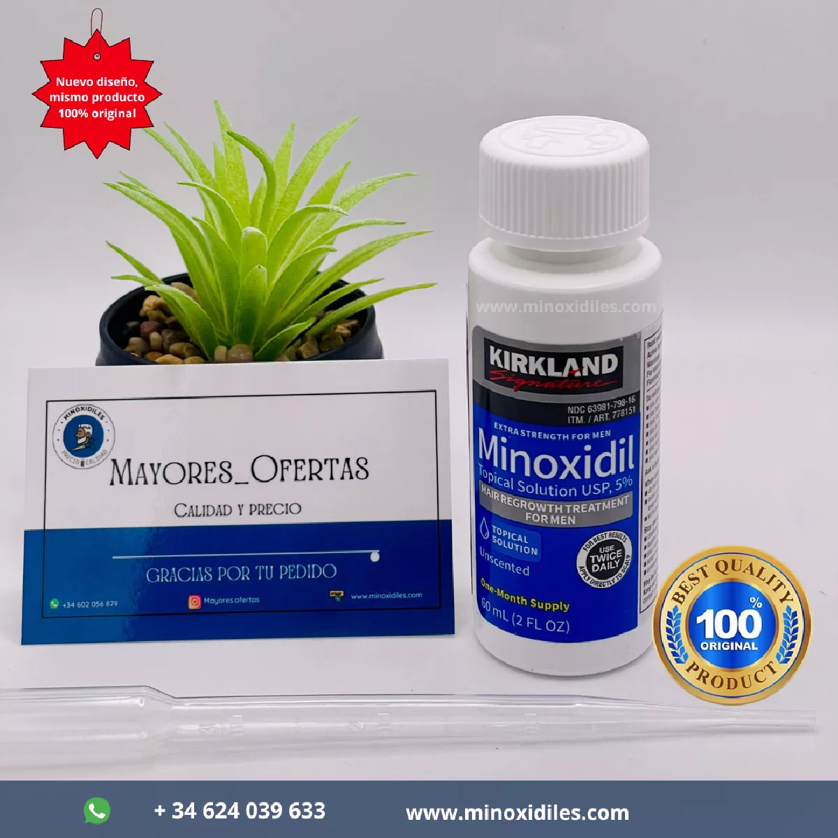 Minoxidil Kirkland 5%  Líquido 1 mes de tratamiento
