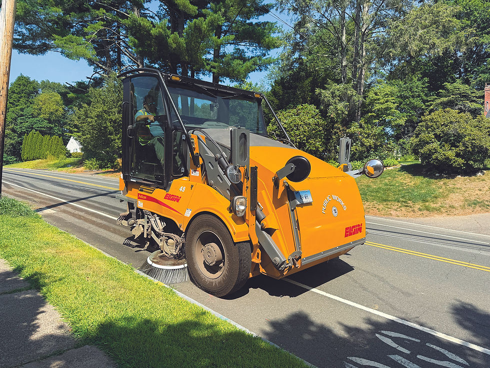 To keep streets clear of debris, West Hartford Public Works proactively deploys equipment like the Elgin Pelican broom sweeper.