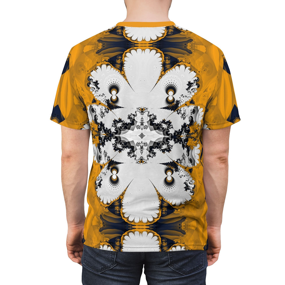 Thumbnail: Regal gold and white intricate fractal mandala all-over t-shirt