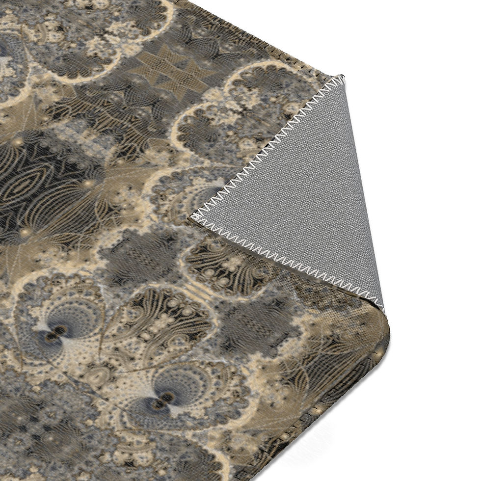 Thumbnail: Cool area rug with intricate fractal mandala pattern in grey, white, and black