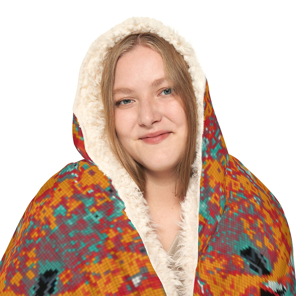 Thumbnail: Beadwork-style Pixelated Trace Fractal Mandala Snuggle Blanket