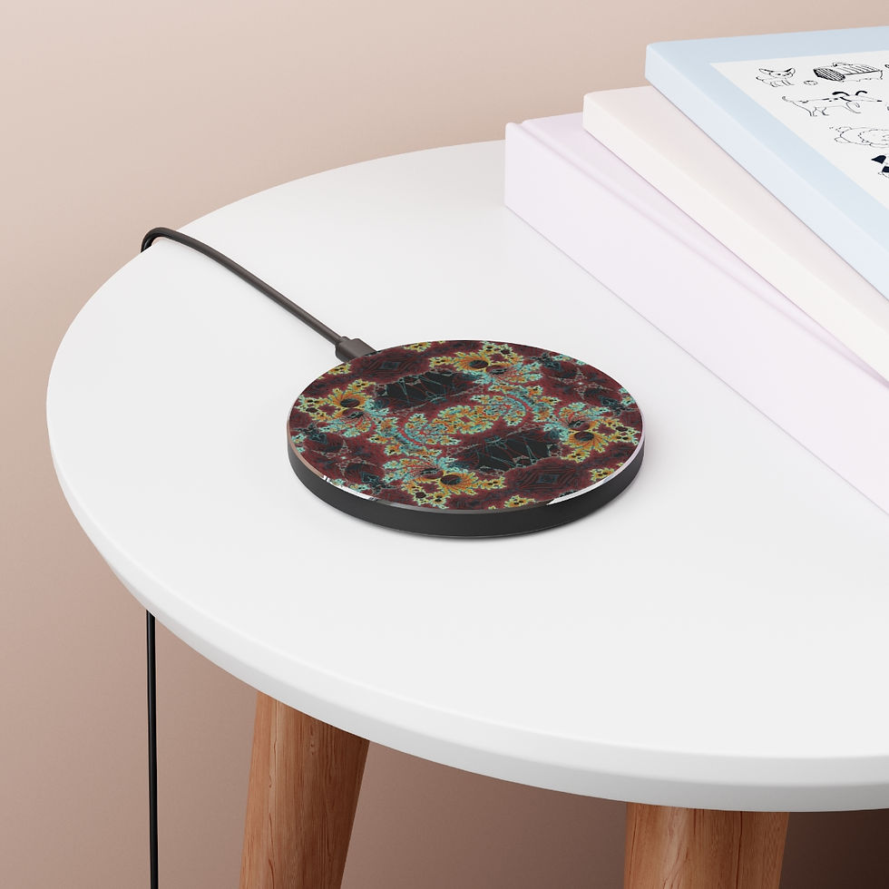 Thumbnail: iPhone Wireless Charger | Abstract Vintage Fractal Wireless Charger