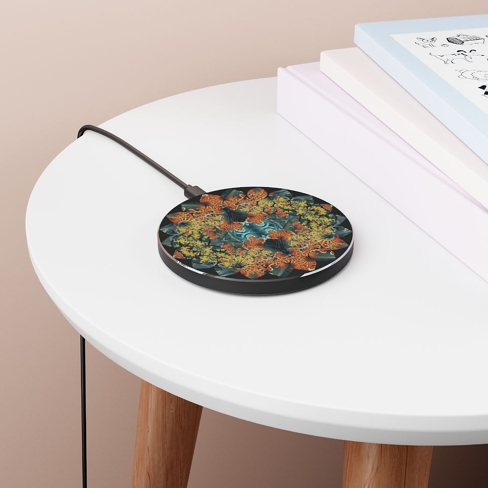 Thumbnail: iPhone Wireless Charger | Abstract Vintage Fractal Wireless Charger
